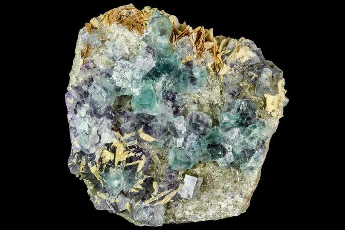 Purple/Green Cubic Fluorite on Quartz - China #111923